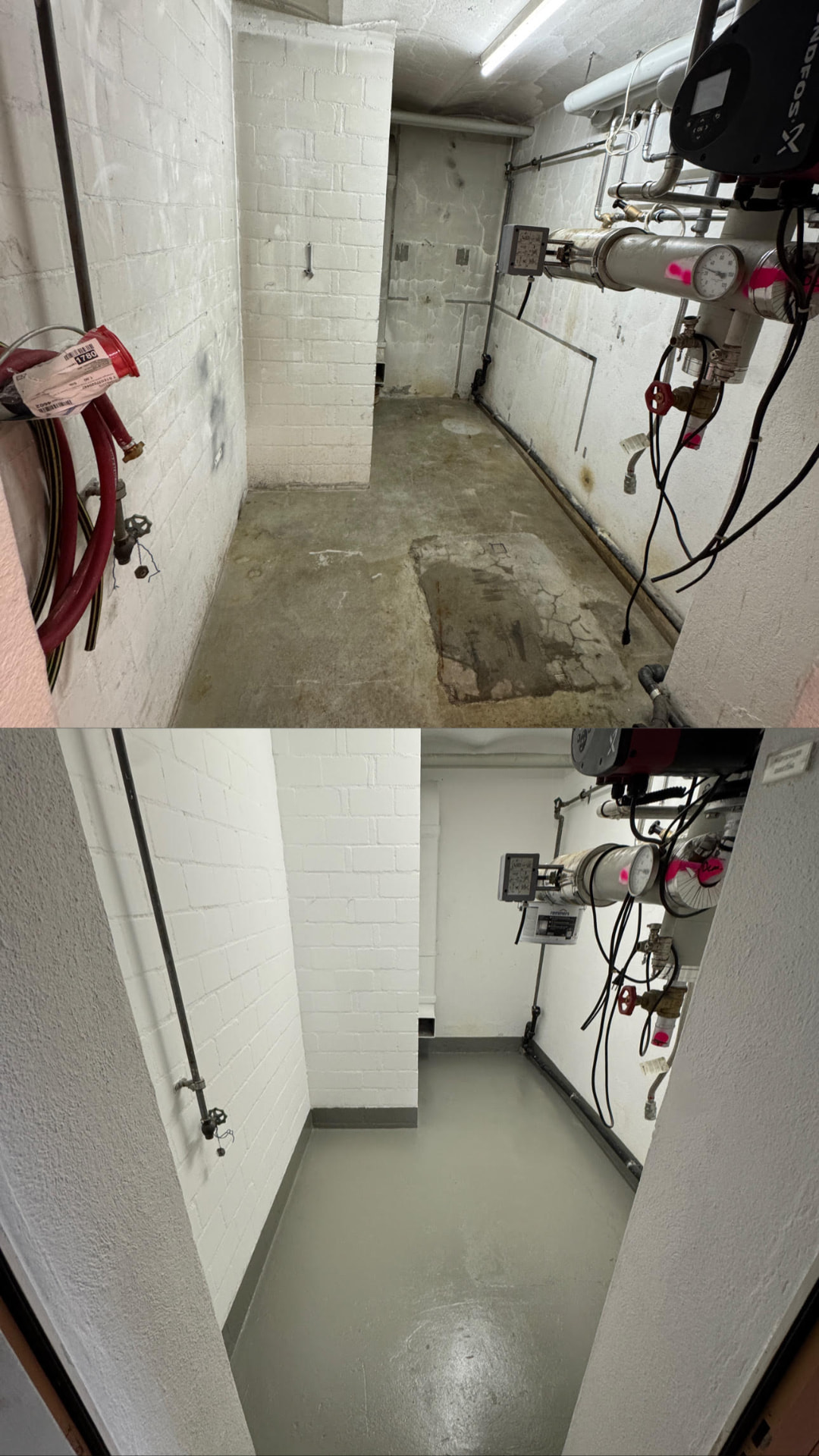 Technikraum neu beschichtet – Vorher und Nachher